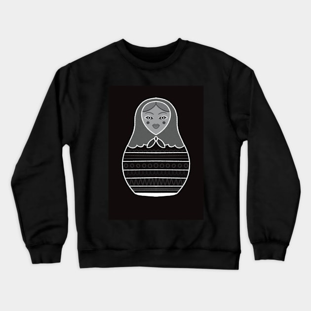 Black & White Russian Doll Crewneck Sweatshirt by Slepowronski